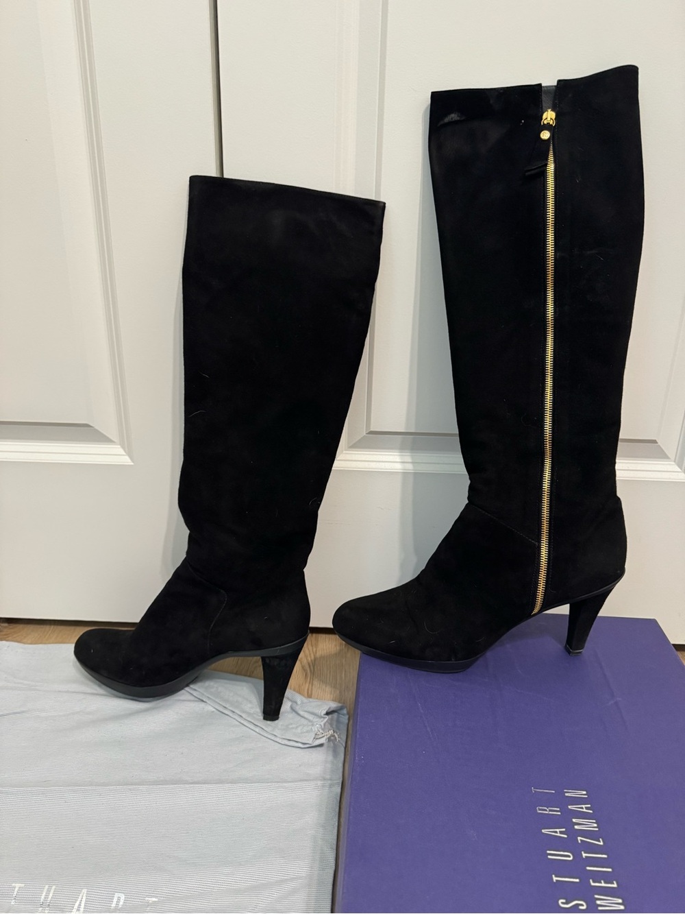 Stuart Weitzman black suede boots